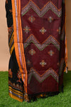 Traditional Khun - Cotton Resham Authentic Handwoven Saree (Black Weave with Kashida work)