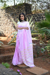 Rang~Pure Linen Saree With Sleek Border and Exclusive Design~ Soft Pink