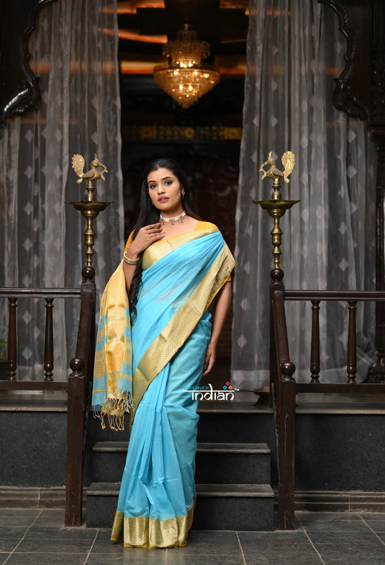 Buy VMI Exclusive Designer! Handloom Cotton Silk Saree With Broad