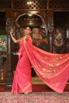 Authentic Handloom Premium High Quality Pure Cotton Paithani with Traditional Asawali Pallu~ Blush Pink