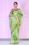 EXCLUSIVE! Hand-Loom Pure Silk Handmade Batik Saree in Pastel Green Shade