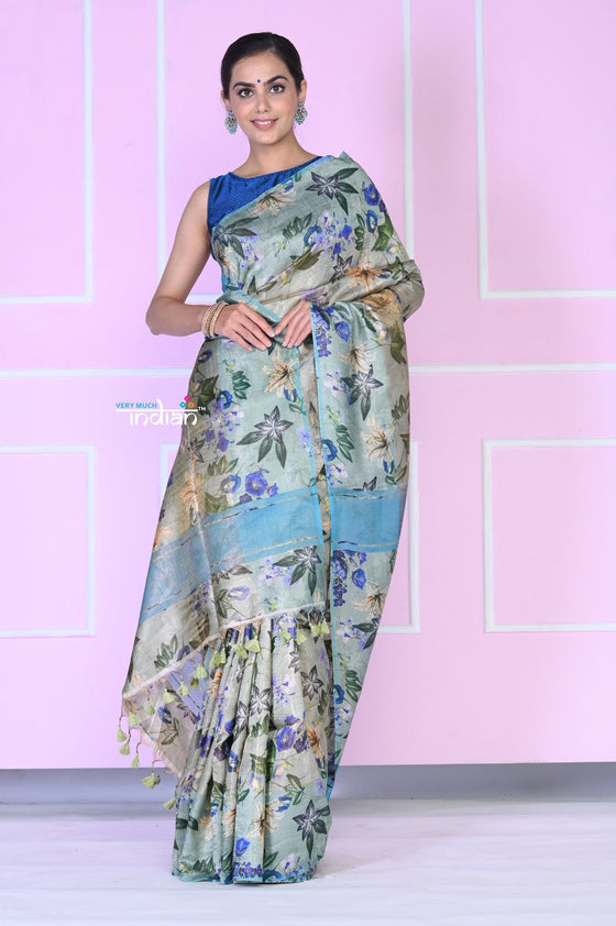 Exquisite! Hand-Loom Tissue Silk Saree With Digital Floral Print