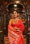 Shop Authentic High Quality Pure Silk Paithani With Most Traditional Double Pallu~ Red Shade