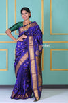 Trending! Authentic Pure Silk Handloom Solid Purple Maharani Paithani