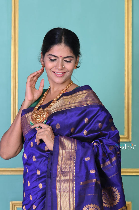 Top Selling - Authentic Pure Silk Handloom - Maharani Paithani - That Perfect Violet