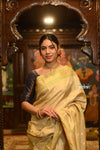 ROYAL WEAVE! Authentic Pure Silk Handloom Khakhi Maharani Paithani With Exclusive Maharani Pallu