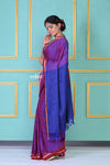 Authentic Cotton And Pure Resham Khun Saree With Contrast Pallu - Dual Tone Pink-Purple