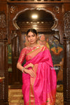 Authentic High Quality Pure Silk Paithani With Most Traditional Double Pallu~Rani Pink