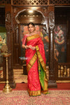ROYAL WEAVE! Authentic Pure Silk Handloom Magenta Pink Maharani Paithani With Exclusive Contrast Maharani Pallu