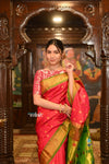 ROYAL WEAVE! Authentic Pure Silk Handloom Magenta Pink Maharani Paithani With Exclusive Contrast Maharani Pallu