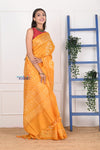 EXCLUSIVE! Handmade Tie and Dye Cotton Turmeric Yellow Saree By Women Weavers