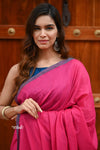 Saadgi ~Pure Cotton Handloom Sarees with Intricate Borders ~ Pink