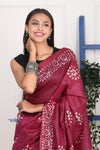 EXCLUSIVE! Handmade Tie and Dye Cotton Maroon Saree By Women Weavers