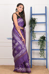 EXCLUSIVE! Handmade Tie and Dye Cotton Hand Block Print Purple Saree By Women Weavers