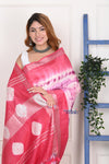 EXCLUSIVE! Handmade Tie and Dye Cotton Cerise Pink Saree By Women Weavers