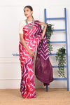 Authentic! Handmade Tie and Dye Modal Silk Pink- Purple Saree By Women Weavers