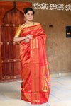 Rajsi~ Pure Silk Handloom - Maharani Jacquard Brocade Paithani in Rich Red