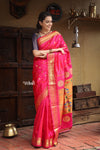 Utsaav ~ Authentic Handloom Pure Silk Maharani Paithani - Solid Hot Pink with Golden Buttis all over the saree