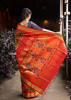 Utsaav ~ Authentic Handloom Pure Silk Maharani Paithani - Beautiful Dual Tone Red Green with Red Border