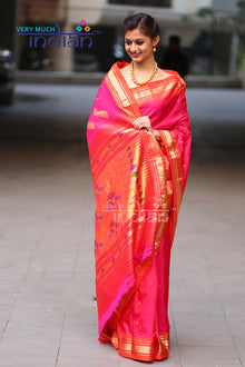  Buy Paithani Sarees Online - Yeola Paithani (Pink & Orange) - Very Much Indian