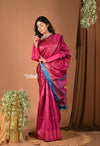 Handloom and Charkha Woven Pure Dupion Silk by Govt certified Weavers - Cerise Pink