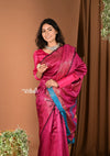 Handloom and Charkha Woven Pure Dupion Silk by Govt certified Weavers - Cerise Pink