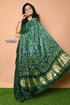 Pure Silk Handmade Green & Gold Bandhani Weave