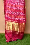 Pure Silk Handmade Pink & Gold Bandhani Weave