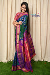 Best Traditional Handloom Maharani Paithani - Dual Tone Purple Blue with Mauve Border and Royal Pallu