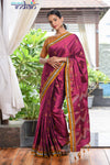 Authentic Khun – Cotton Resham Handwoven Saree (Fresh Pink Weave with Kashida work) - Very Much Indian