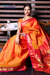 Paithani Weave with Peach and Gold Border-3