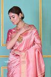 Amruta Khanvilkar's Choice! Traditional Pretty Peach Pink Pure Silk Double Pallu Paithani With Designer Peacocks Pallu (By Govt Certified Weavers) - verymuchindian.com
