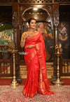 Authentic High Quality Pure Silk Paithani With Most Traditional Double Pallu~ Red Shade (By Government Certified Weavers) - verymuchindian.com