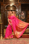 Authentic High Quality Pure Silk Paithani With Most Traditional Double Pallu~Rani Pink (By Govt Certified Weavers) - verymuchindian.com