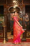 Authentic High Quality Pure Silk Paithani With Most Traditional Double Pallu~Rani Pink (By Govt Certified Weavers) - verymuchindian.com