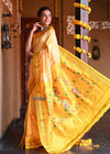 Best Seller Rajsi~ Pure Silk Handloom - Maharani Paithani in Deep Yellow with Bright Yellow Border - verymuchindian.com