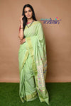 Cotton Paithani - Handloom Fresh Pista Green Paithani with Traditional Double Pallu - verymuchindian.com