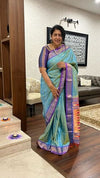 EXCLUSIVE! Authentic Dual Tone Powder Blue Paithani With Most Traditional Double Pallu (By Govt Certified Weavers) - verymuchindian.com