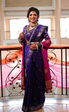 Exclusive Authentic Pure Silk Handloom Paithani - Royal Blue with Nath Pallu - verymuchindian.com