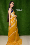 Exclusive Khaddi Pure Chiffon Banarasi Saree - Deep Yellow - verymuchindian.com