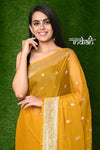 Exclusive Khaddi Pure Chiffon Banarasi Saree - Deep Yellow - verymuchindian.com
