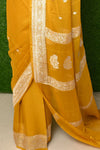 Exclusive Khaddi Pure Chiffon Banarasi Saree - Deep Yellow - verymuchindian.com