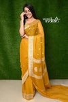 Exclusive Khaddi Pure Chiffon Banarasi Saree - Deep Yellow - verymuchindian.com