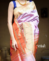 Exclusive Muniya Border - Authentic Handloom Pure Silk Muniya Border Paithani - Beautiful Lavender with 3 Parrots Pallu (High Quality Silk) - verymuchindian.com