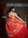 Exclusive Rajsi~ Pure Silk Handloom - Maharani Paithani in Rich Forest Green with Rich Red Border (Available in Floral Buttis) - verymuchindian.com