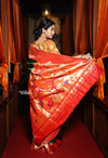 Exclusive Triple Muniya Border Paithani- Authentic Handloom Pure Silk Triple Muniya with Parrots Pallu - Zari Stripes (High Quality Silk) - verymuchindian.com