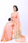 Handloom Cotton Paithani (Peach) - verymuchindian.com