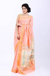 Handloom Cotton Paithani (Peach) - verymuchindian.com
