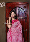 Handloom Cotton Viscose Ilkal Saree with Pure Resham Pallu - Baby Pink with Rose Pink Border - verymuchindian.com