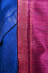 Handwoven Raw Silk Dupion Saree - Cobalt blue with Purple Pallu - verymuchindian.com